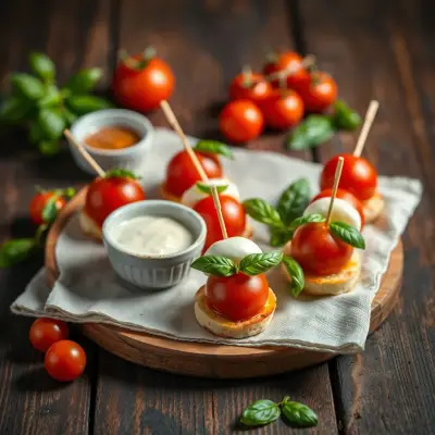 Brochettes tomate-mozza-basilic