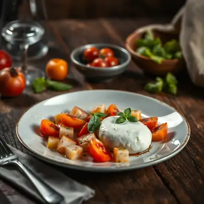 Burrata Pêche-Basilic